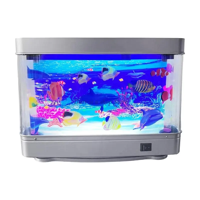D0AD Life Like Aquarium Fish Lamp LED Night Light With Moving Fish Soft Glows USB Fish Lamp for Home Decors Gifting Supply