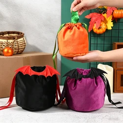 Velvet Halloween Candy Bag Red Black Bat Ears Trick or Treat Candy Packing Bags Dropshipping Gift Bags Party Decoration 2026 New