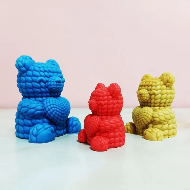 قالب شمعة معطرة وديكورات قالب سيليكون على شكل دب جميل لتزيين الجبس والشمع المعطر يدويًا