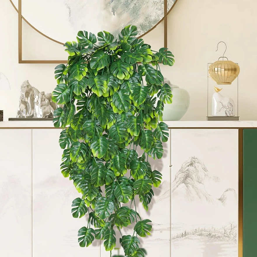 Artificial Plants Turtle Leaf Ultraviolet Christmas Wedding Arch Home Room Table Decor Garden Yard Hanging Wall Rattan DIY Cheap