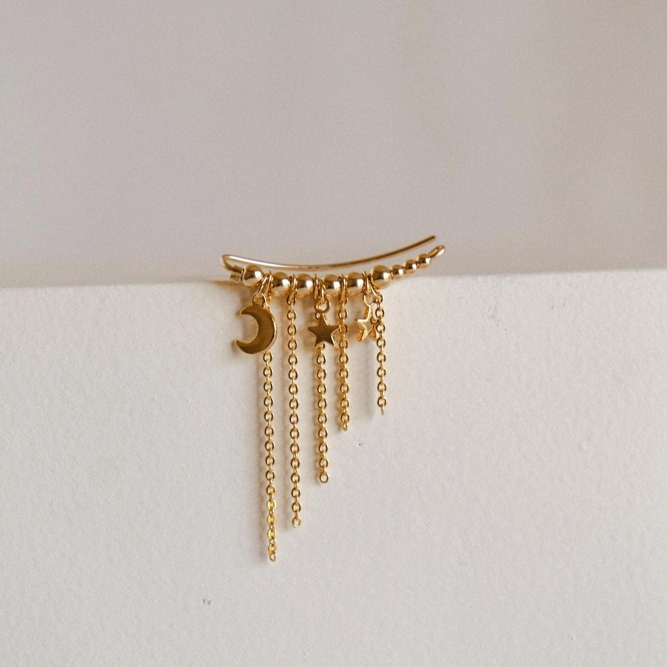 1 pair 14K Gold Filled Ear Climber Earrings Dainty Moon Earrings Hypoallergenic Jewelry Tarnish Resistant Gift for Women