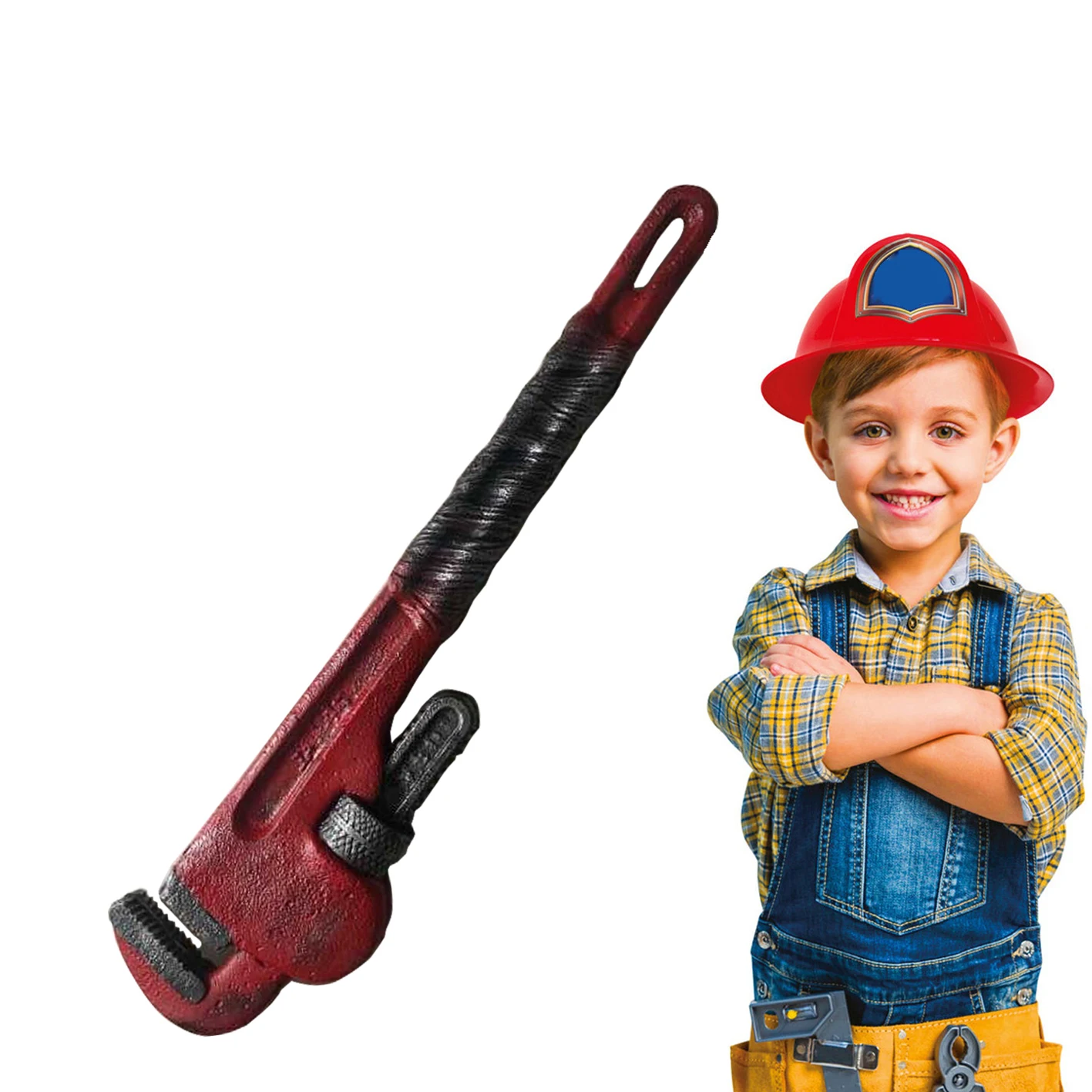 

Реквизит для косплея на Хэллоуин: гаечный ключ и пожарный молот, 46 см, из полиуретана, для ролевых игр, подарок для детей