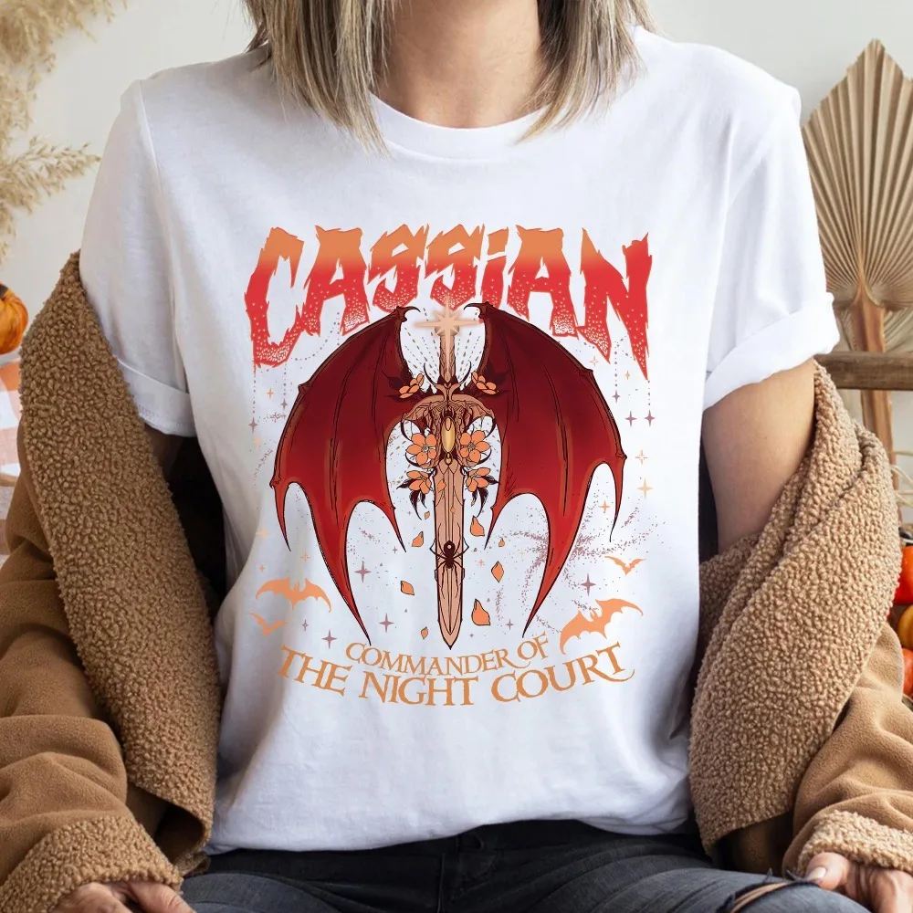 Cassian Commander of The Night Court Shirt ACOTAR Fantasy Bat Wing Sword Tee Illyrian Warrior Graphic T-Shirt Bookish Fans