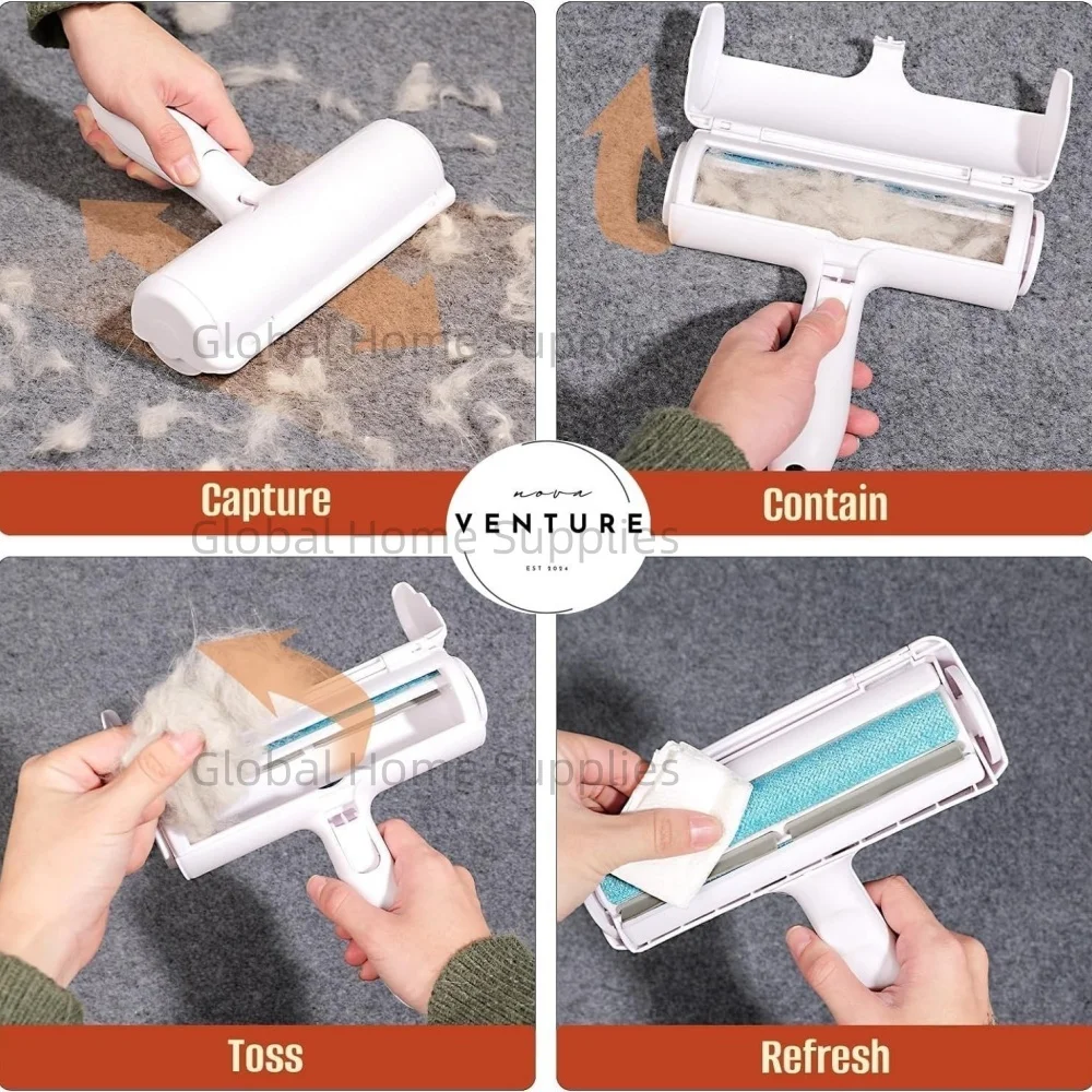 猫と犬の脱毛ローラー,自動クリーニングベース,ソファ,家具,カーペット,カーシート用の動物の毛皮除去ツール