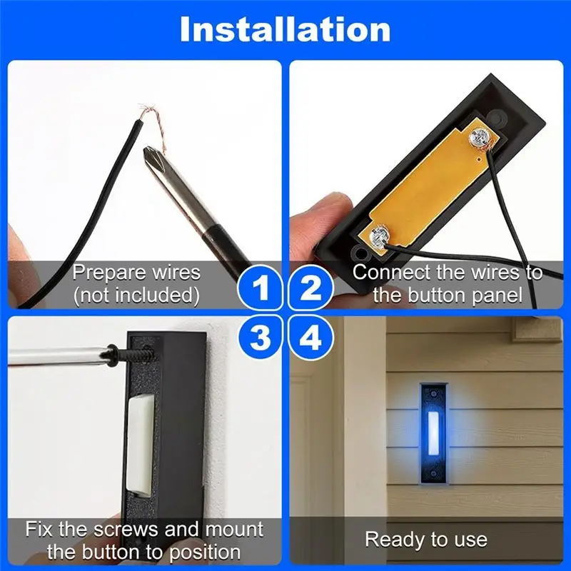 [NEW A09R!】 Illuminated Doorbell Button With LED Lighting, Wall Mounted Garage Door Switch 2 Pieces