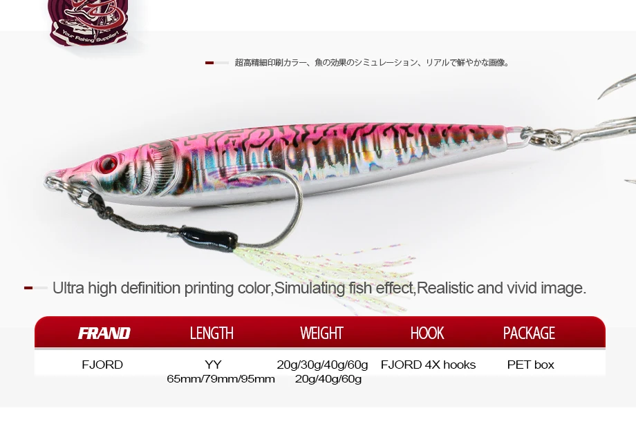 Fjord Metall Jig 20g 30g 40g 60g 3D-Druck Shore Casting Seefischerei Jigs Forelle Thunfisch Bass Salzwasser Angeln neue Köder liefert – Detail 2