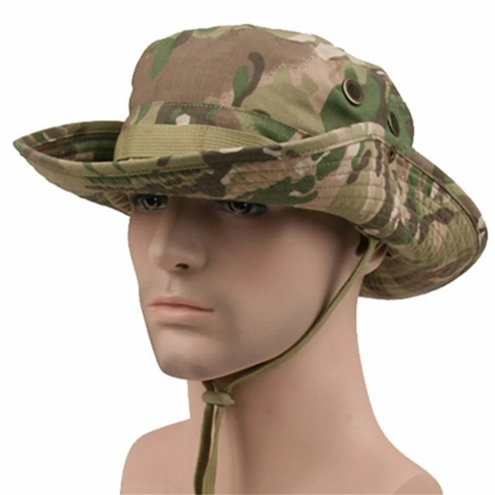 Bionic Camouflage Outdoor Fishing Hunting Climbing Round Edge Sunshade Hats Caps Men Tactical Sunscreen Anti UV Bonnie Cap Hat