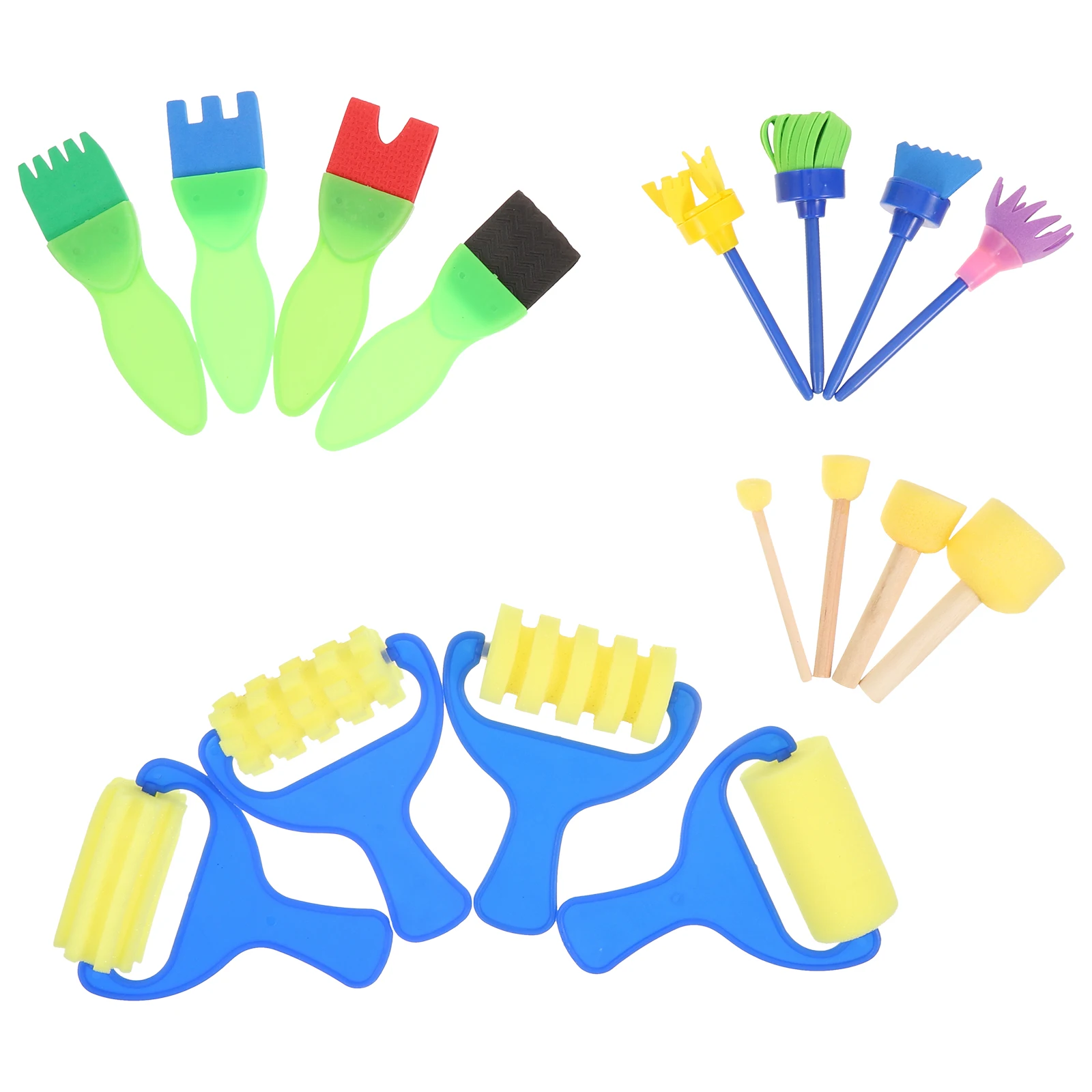 

16Pcs Drawing Sponge Brush Set Plastic Eva Nylon Reusable Easy Clean Kids Art Lessons DIY Graffiti Tools Random Color