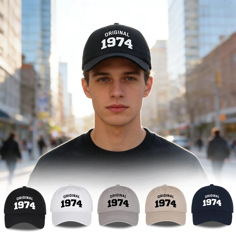 

Original 1974 Printed Baseball Cap Lightweight, Breathable, Adjustable Minimalist Style Unisex Casual Outings 50th Birthday Gift