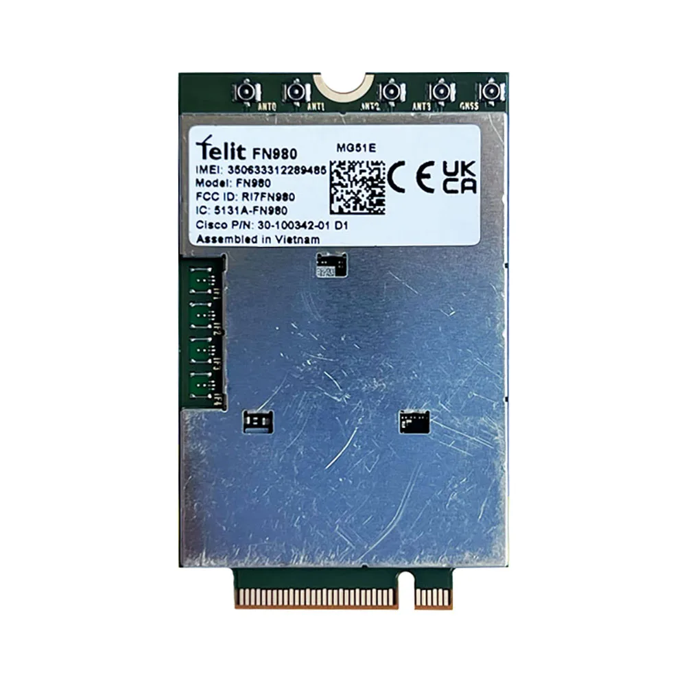 Telit Cinterion FN980 5G Module M.2 Data Card Sub-6 mmWave FR1 FR2 5.5Gbps SA and NSA LTE-A Cat 20 For North America EMEA APAC