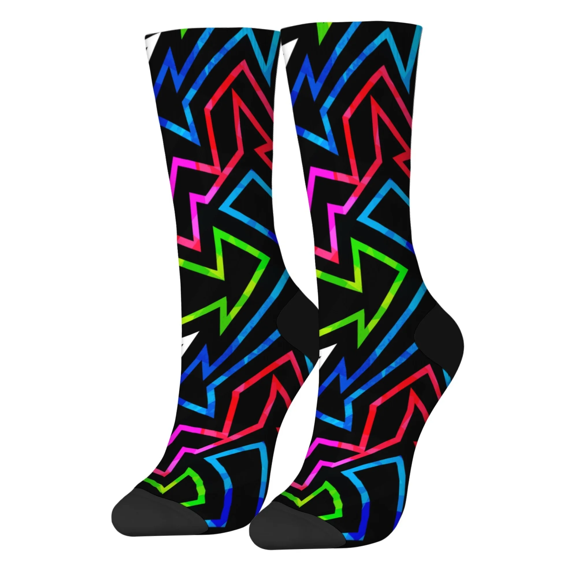 Geometric Arrow Abstract Doodle Socks Novelty Funny Men's Socks Harajuku Retro Street Hip-Hop Casual Fashion Socks Party Gift