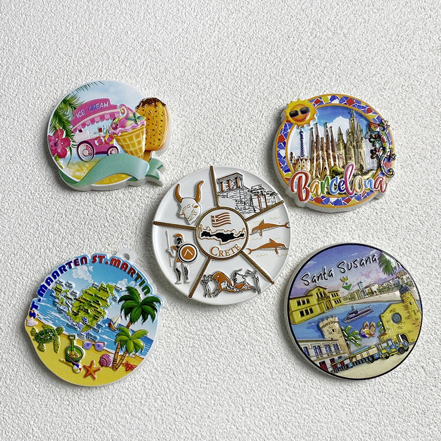 Ice cream, Barcelona, cream, St. Martin, Santa Ana travel souvenirs, refrigerator stickers, 3D printed home decor crafts