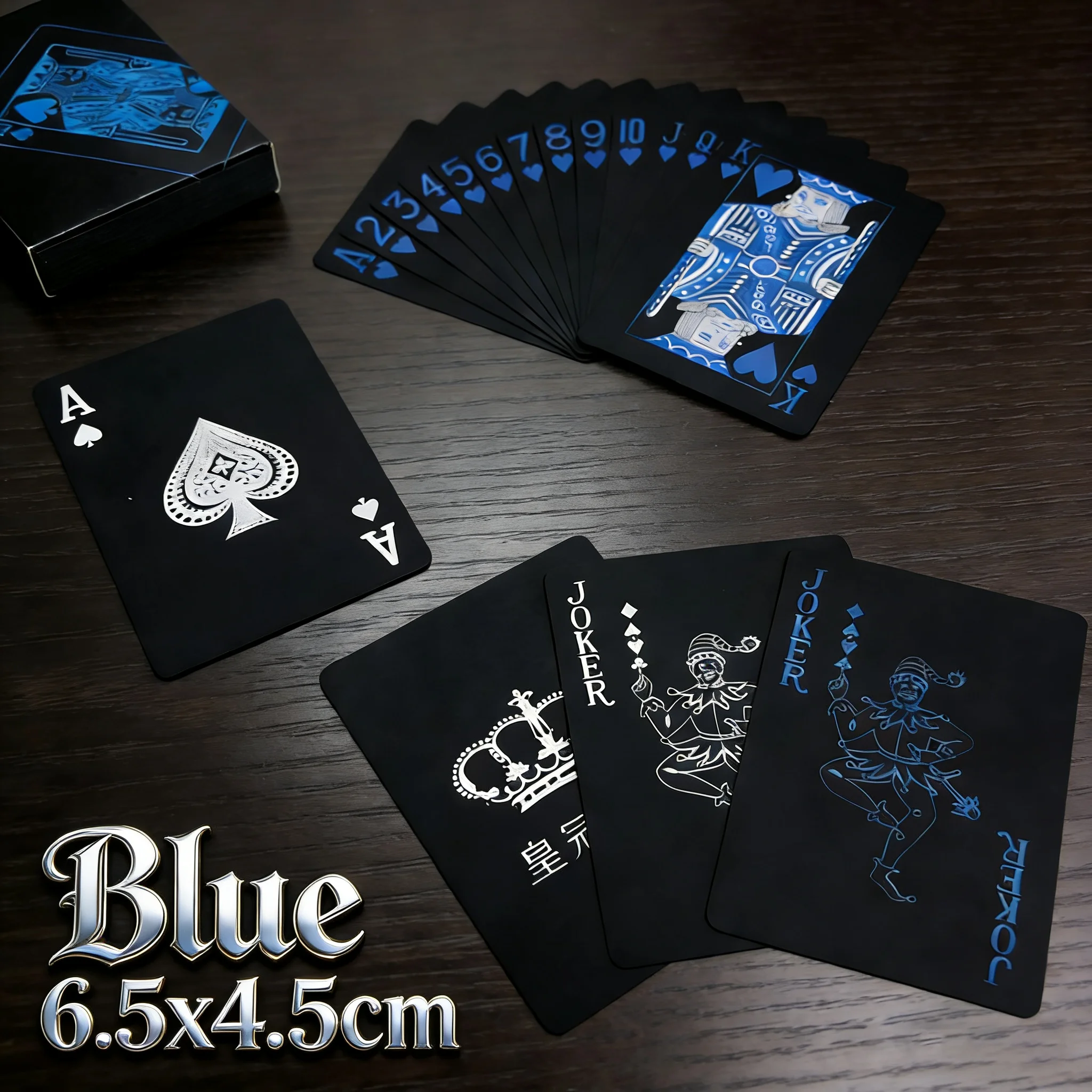 Spielkarten-Set, Poker-Karten, Brettspiel für Kinder, Wasserfestes Plastik-PVC-Kartenspiel in Schwarz, Blau, Rot, Gelb, Grün, Hochwertiges Edles Deck