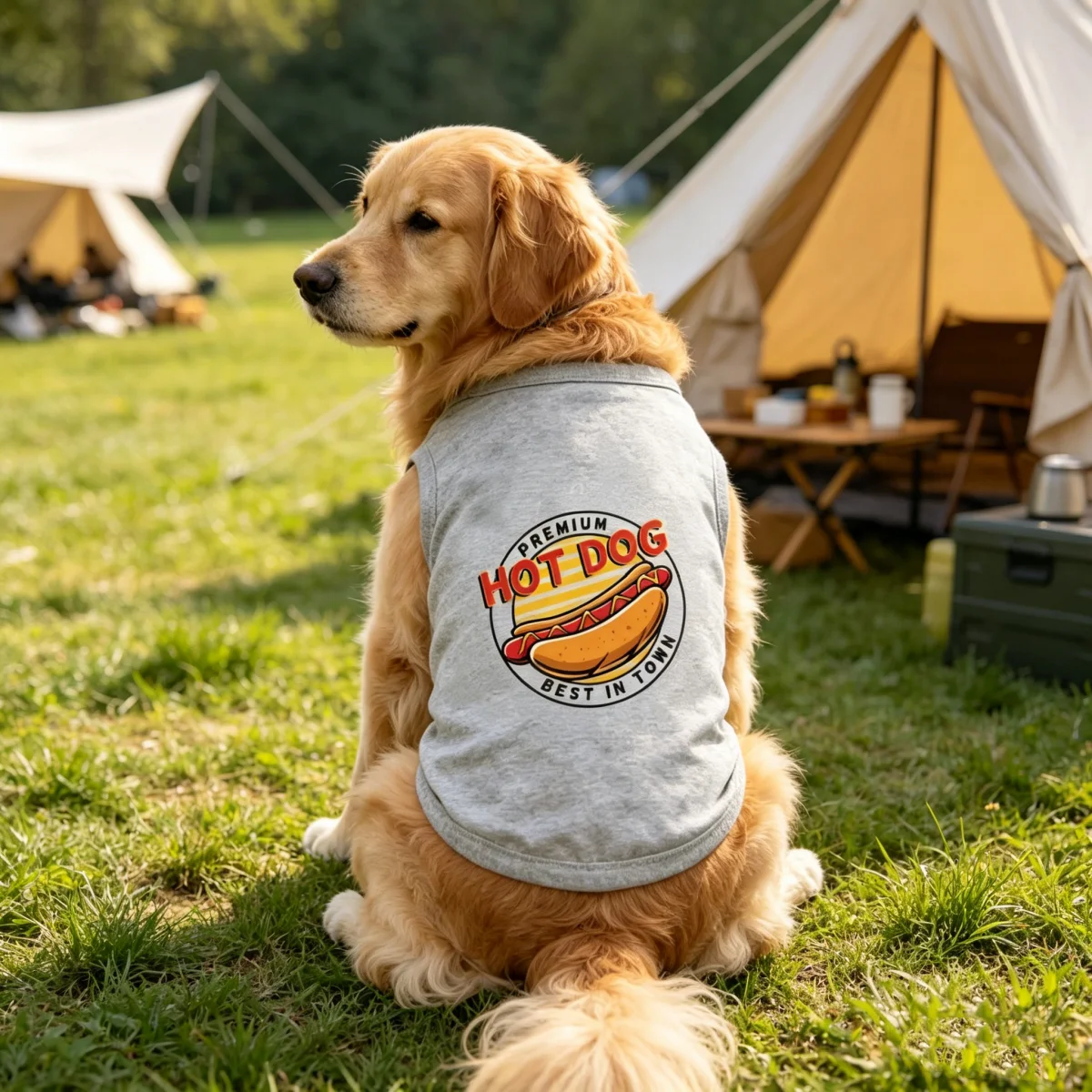 1 chaleco para perro con estampado moderno, ropa ligera para mascotas con estampado de hot dog para perros y gatos