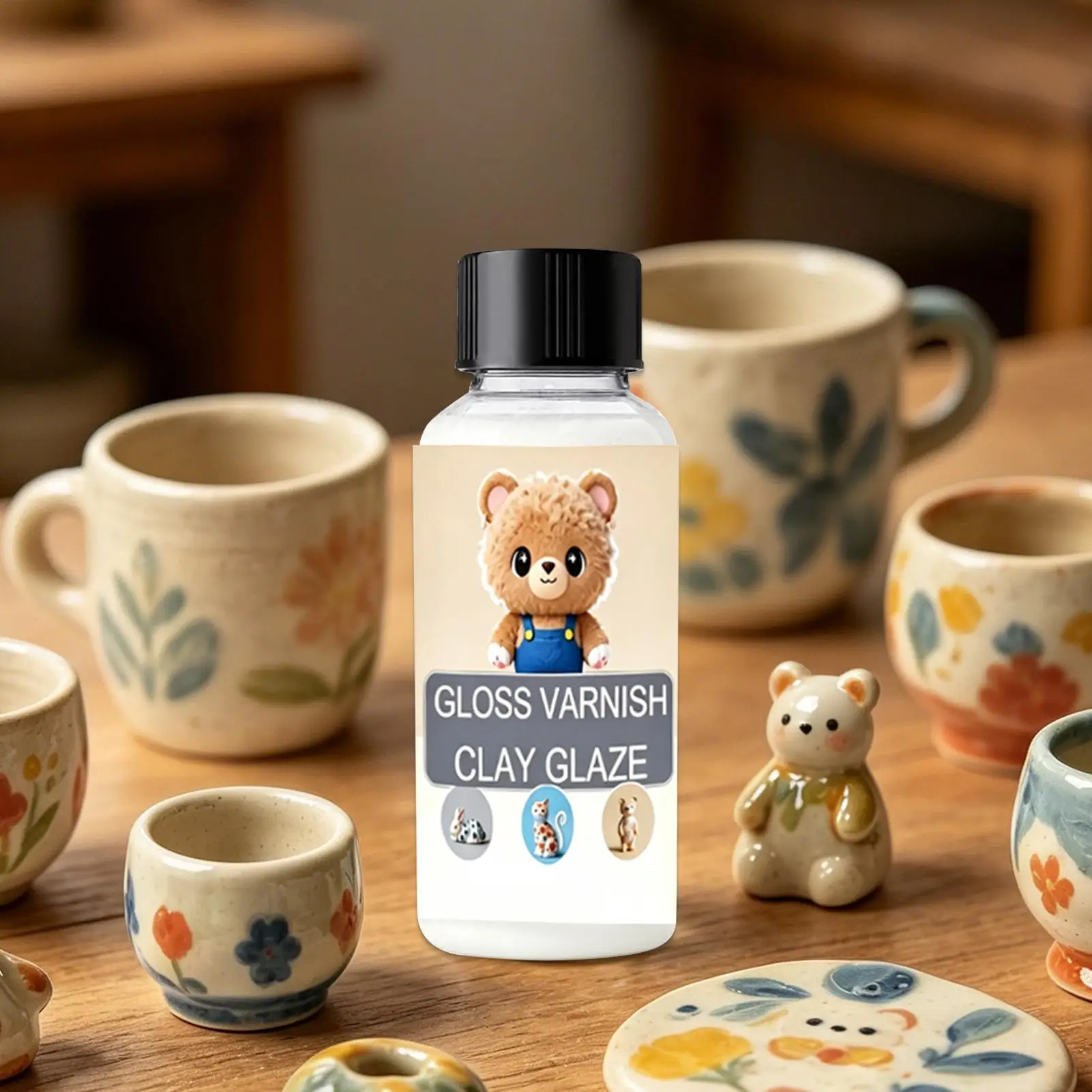 Clear Gloss Air Dry Varnish Multi-Surface Clay & Pottery Sealer For Ceramic Wood Resin Craft Projects, Kids & Adults, Non-Toxic