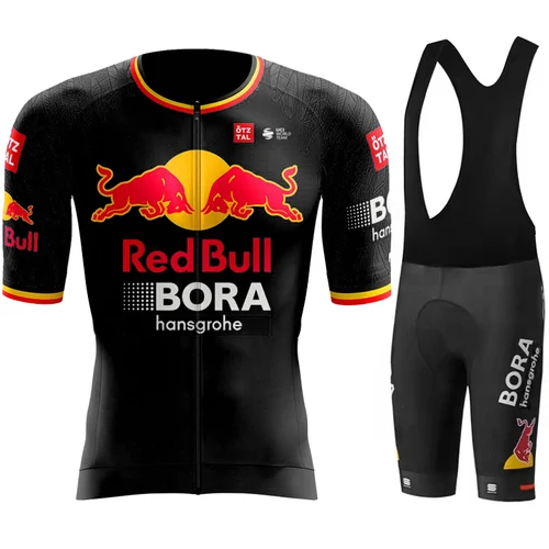 Imagen 2 del producto Uniforme para bicicleta de carretera, Jersey de ciclismo, conjunto de ropa para hombre, pantalones cortos de montaña para hombre de Toro Rojo, traje con pechera para ciclismo, conjuntos de ropa deportiva de triatlón