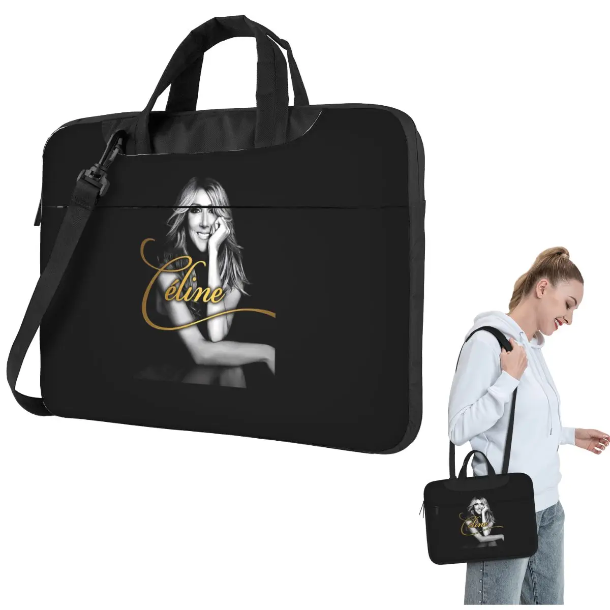 Celine Dion Crossbody Laptop Bag Case Computer Bag 13 14 15.6 Inch Notebook Pouch for Macbook Pro