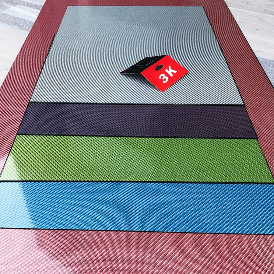 400x500mm 3K Colorful Carbon Fiber Sheet Thickness 1.0mm 1.5mm 2.0mm 2.5mm 3mm 4mm Multicolor Carbon Fiber Composite Board Panel