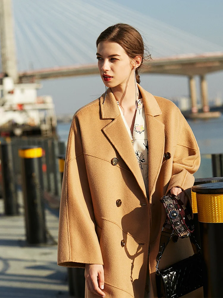 2023 New Women's Double-sided Wool Coat Women's Suit Collar Solid Color Long Style Atmosphere Classic Coat