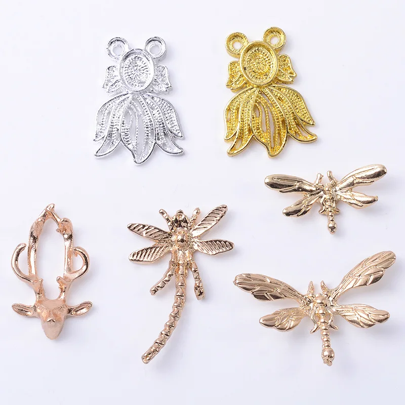 Ancient style Ming hair accessories, hair crown, shaking fringe, alloy accessories DIY handmade dragonfly deer, goldfish materia