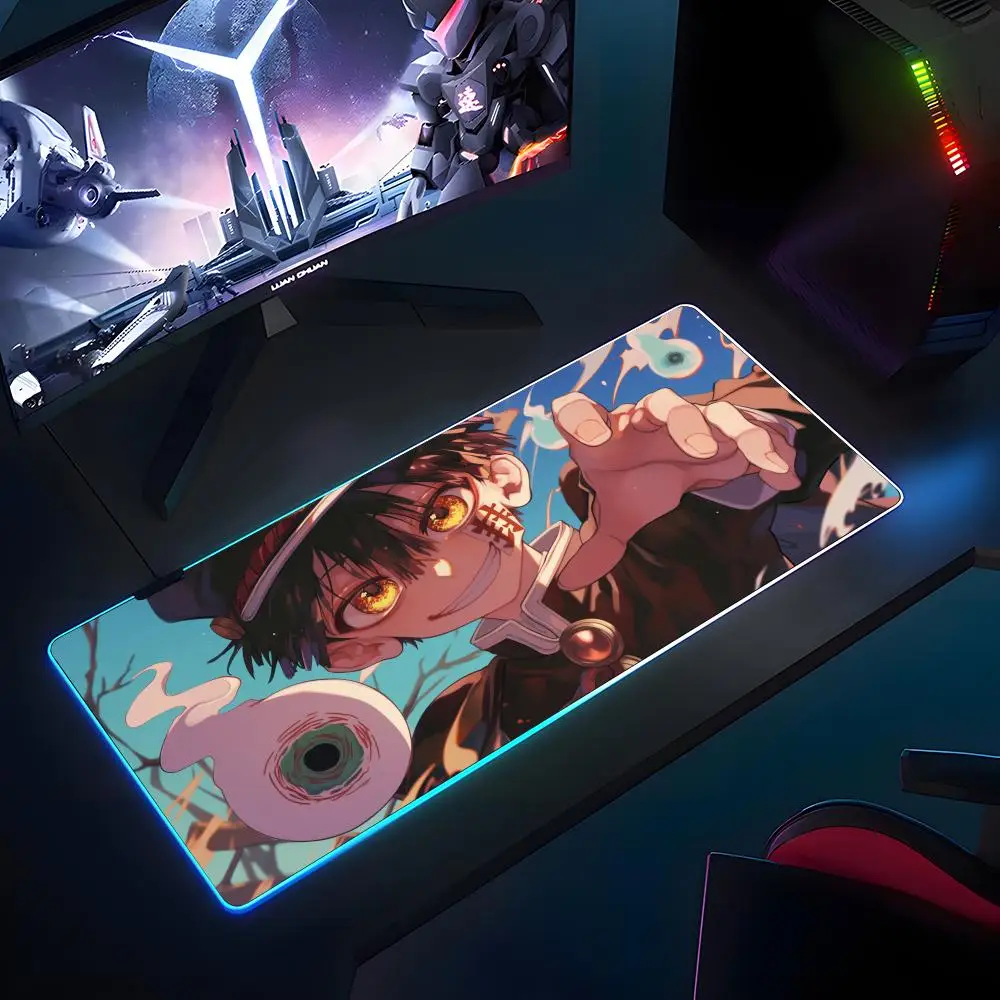 

Коврик для мыши Hanako-kun (Туалетный котёнок) с RGB-подсветкой, резиновый, противоскользящий, для клавиатуры, 40x90 см, игровой коврик, аксессуары для геймеров, XXL, для офиса и компьютера