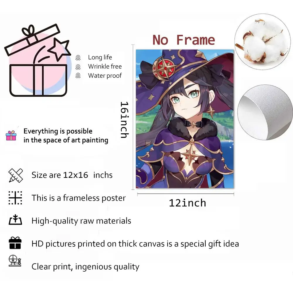 ملصق قماشي للخط من Genshin Impact Mona: خالي من التجاعيد ومقاوم للماء ومتين لجميع الفضاء لتزيين الحائط