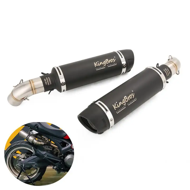 

For Ducati Monster 696 695 795 796 1100 Slip On Exhaust System Left&Right Mid Link Pipe 51mm Muffler Silencer Stainless Steel