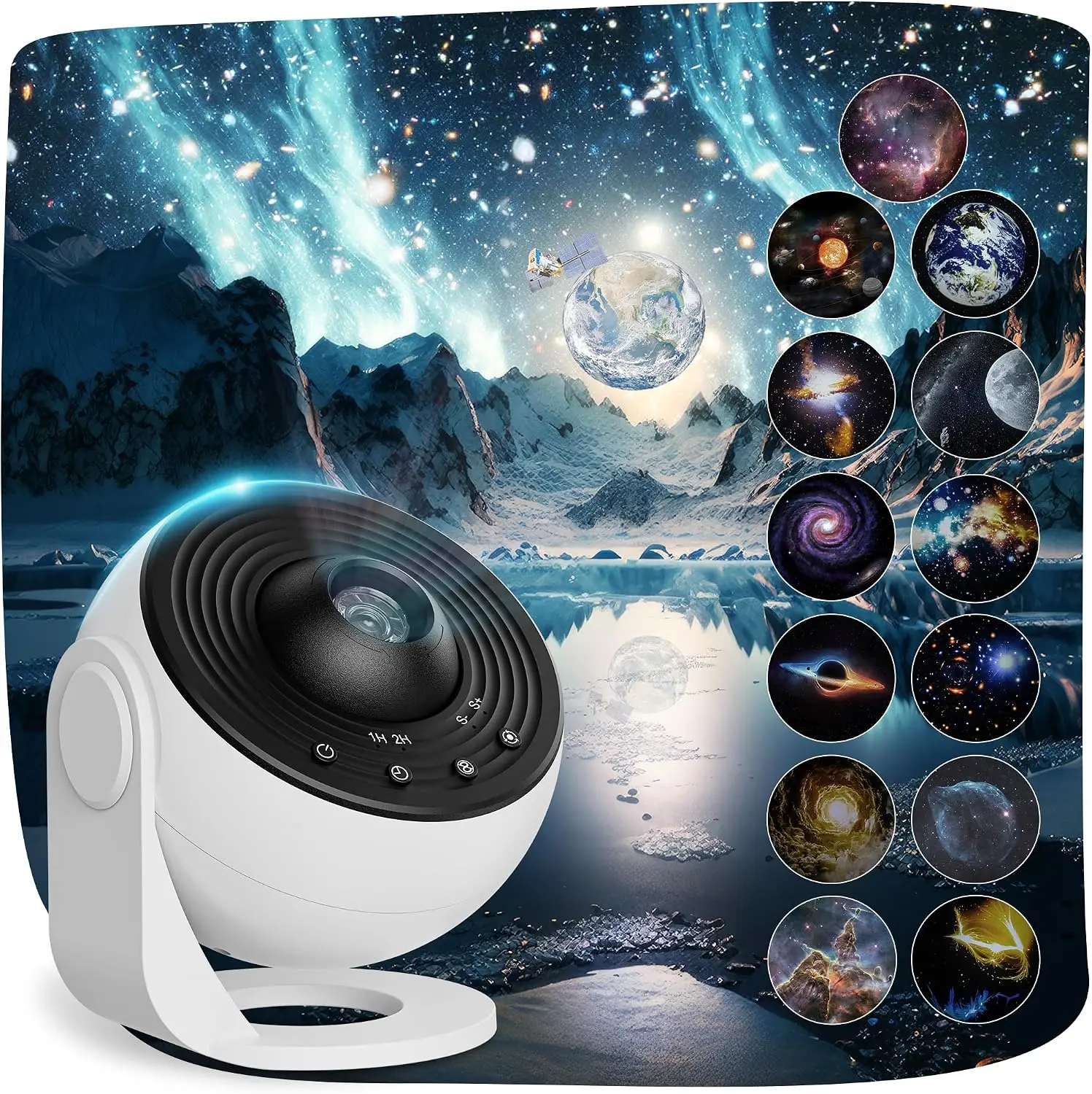 Galaxy Projector Night Light for Bedroom, Star projector for ceiling with360°rotation and timer;space-themedstarryskynight light