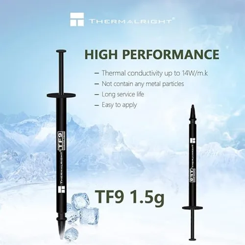 Imagen 2 del producto Thermalright TF9 1,5/2,9g disipador de calor de pasta térmica 14W/m.k alta durabilidad para todos los disipadores de calor enfriadores de CPU con herramienta de aplicación