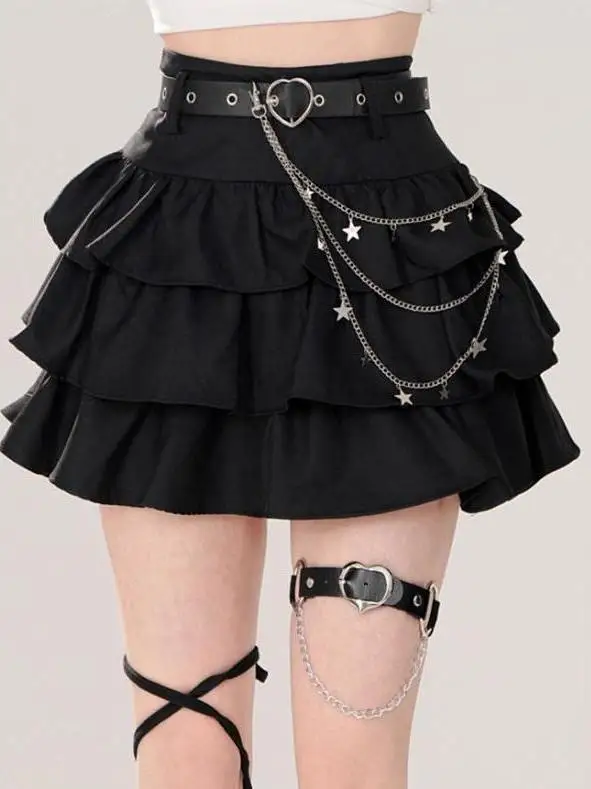 

Black Puffy Skirt High Waist Slimming Half-length Girls Summer New Style Sweet Small Size Cake Skirt Polyester Fiber