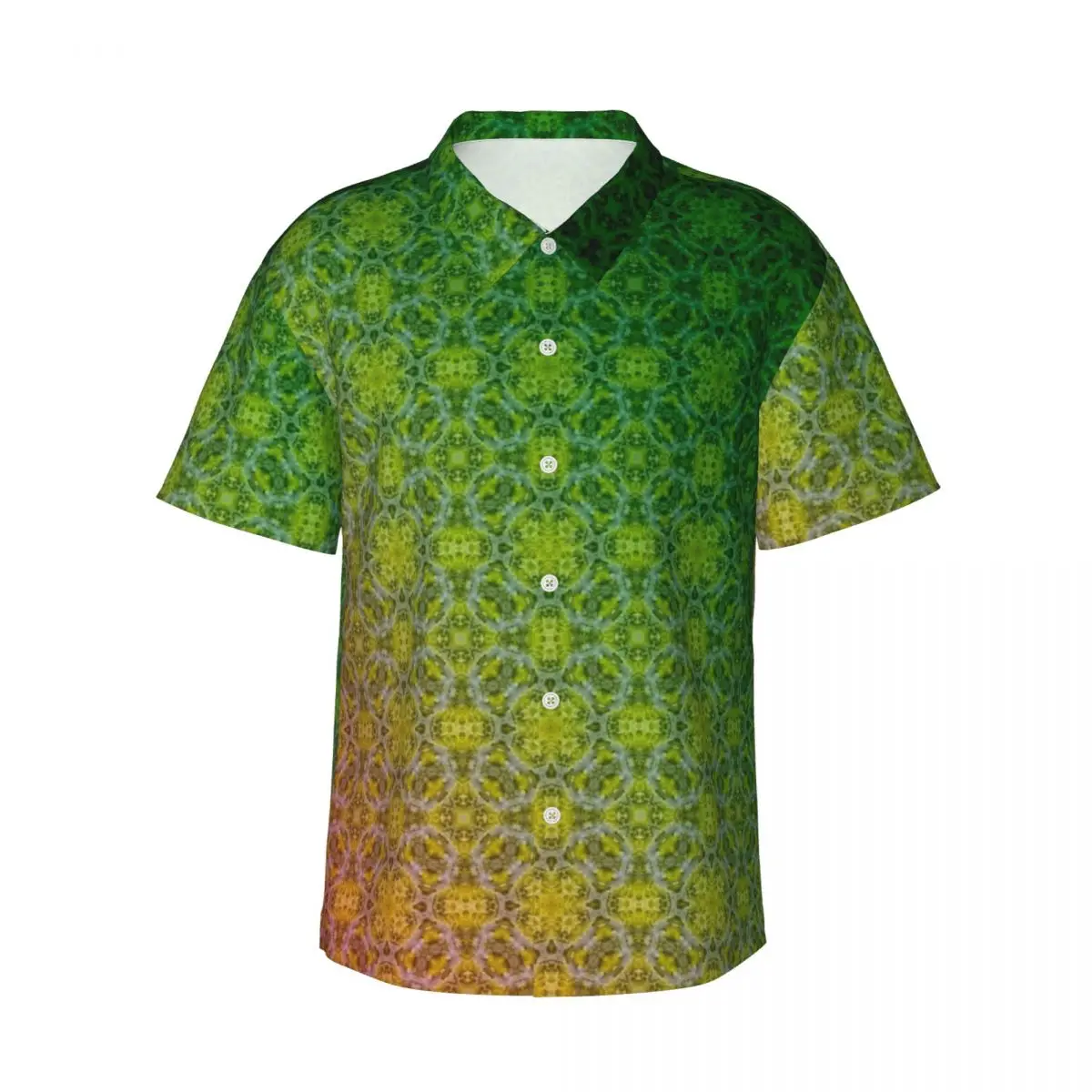 

Red Green Ombre Hawaiian Shirt Mens Vacation Vintage Print Casual Shirts Short Sleeve Harajuku Design Retro Oversized Blouses