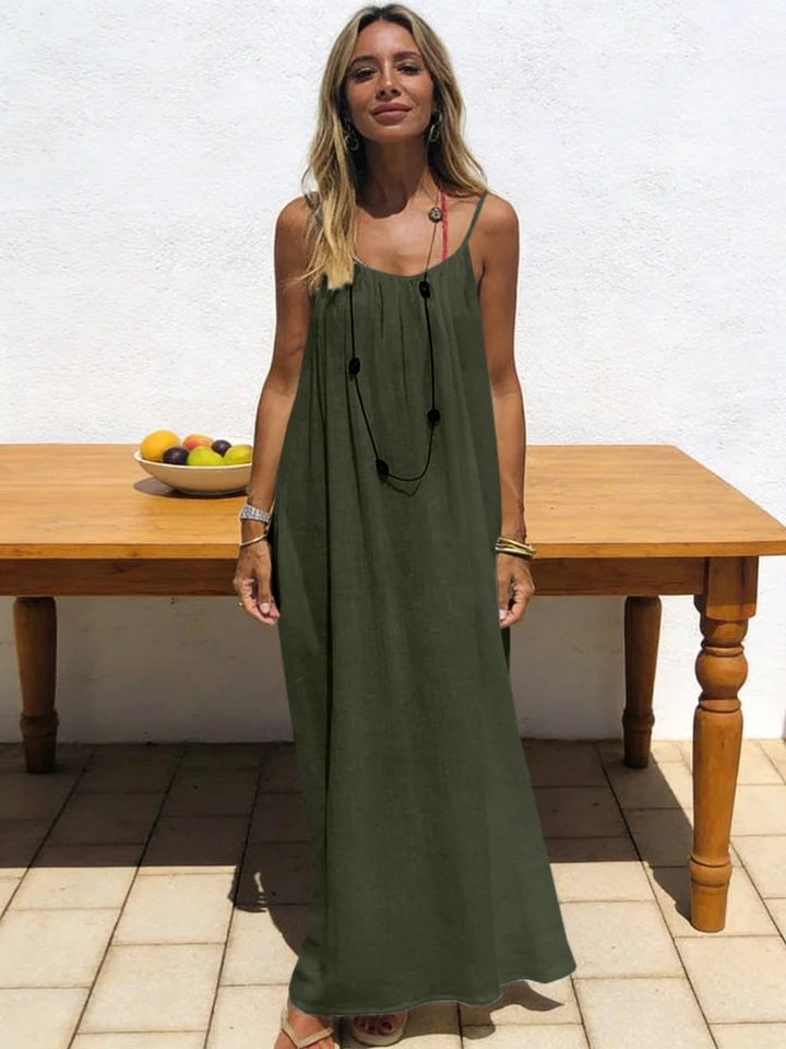 New Arrival Women's Strapless Backless Long Loose Home Dress Comfortable Sleepwear Casual Maxi Dress, image 8