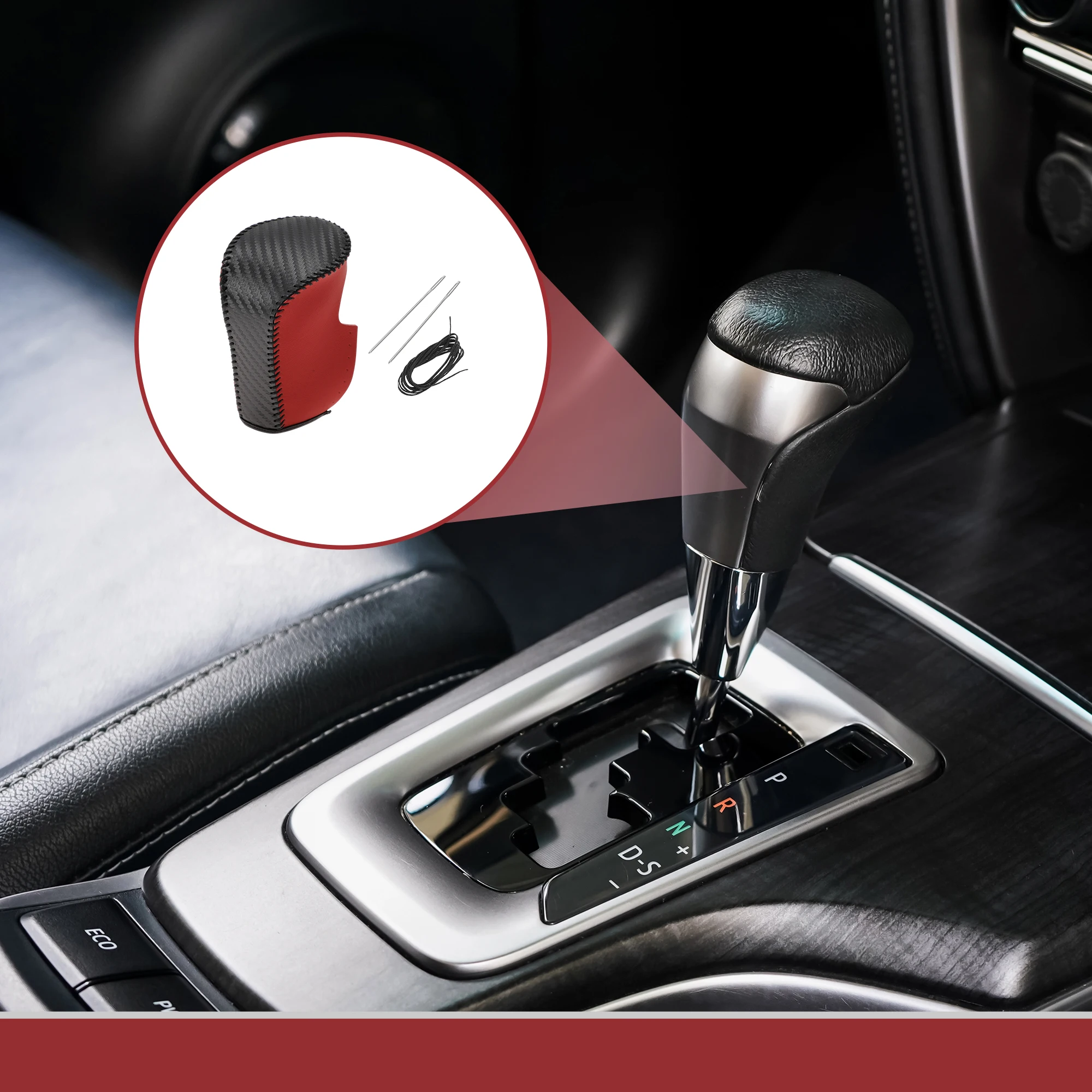 

Противоскользящая ручка переключения передач Motoforti, защитная ручка переключения передач для Honda Accord 8 08-12, красная искусственная кожа