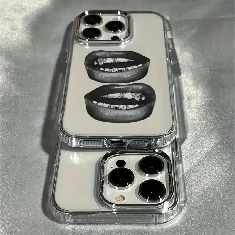 Black Lips Phone Case for Samsung Galaxy S26 Edge S25 S24 S23 FE S22 Ultra Plus A73 5G A72 4G A71 A57 A55 A56 A51 4G TPU Cover