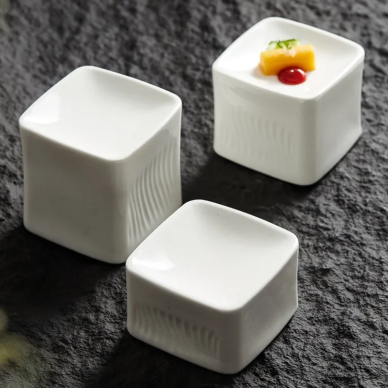 Four Sided Cylindrical Ceramic Sushi Plate, Kitchen Utensils, Dessert Plate, French Molecular Cuisine, Hotel Specialty Tableware