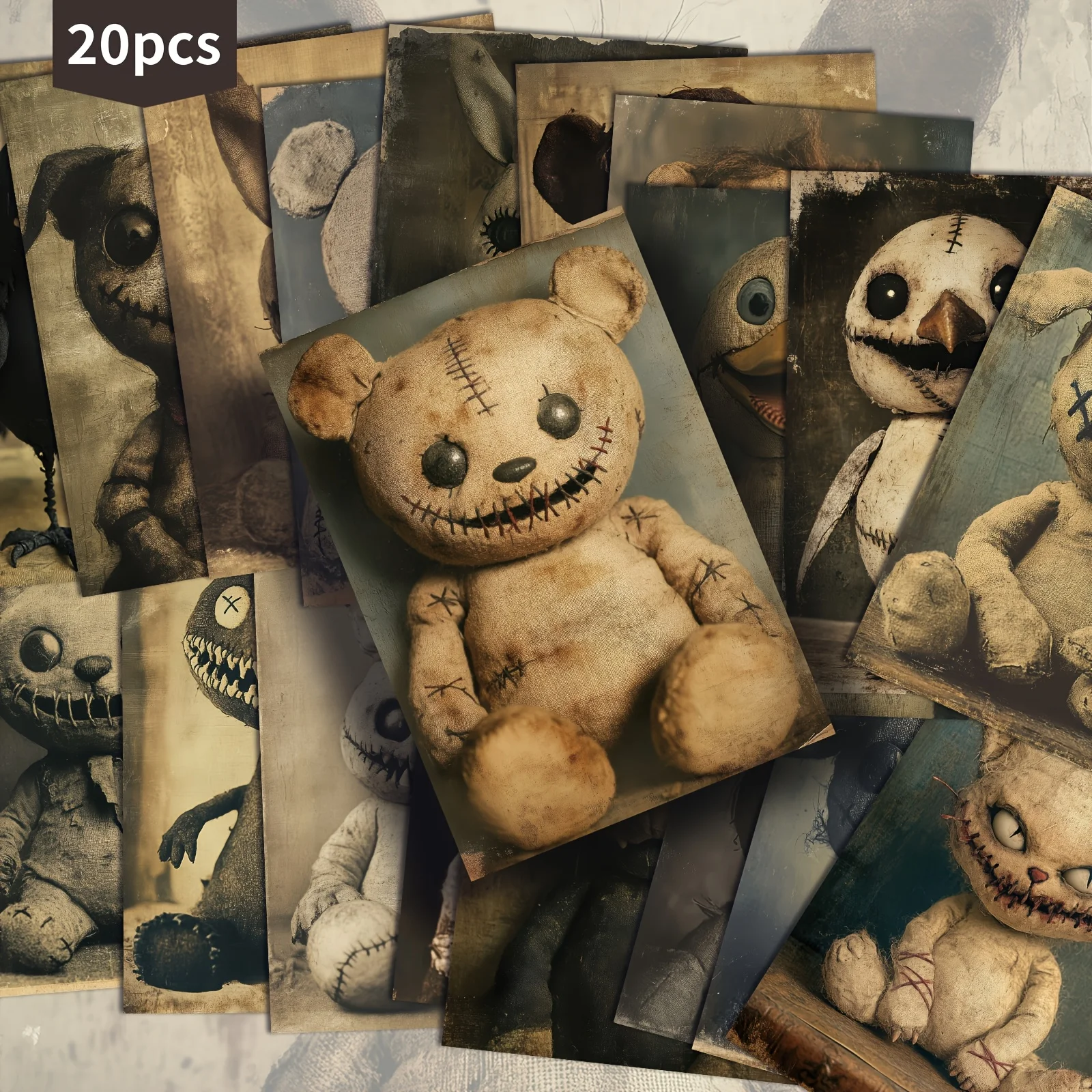 20pcs retro horror doll Halloween paper postcards - suitable for scrapbooking and handmade crafts