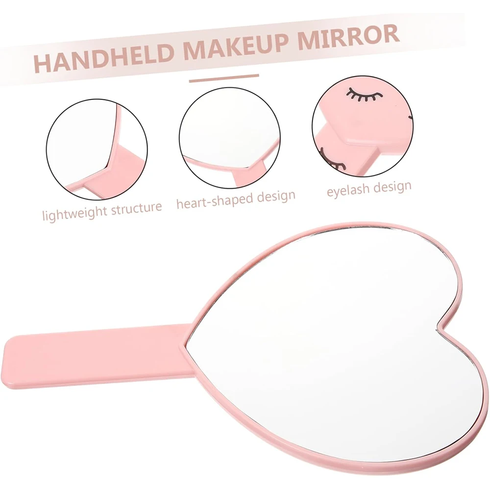 กระจกพกพาทรงหัวใจพร้อมที่ถอนขนคิ้ว กระจกแต่งหน้าแบบพกพา กระจกมือถือน่ารักสำหรับโกนหนวด ด้านเดียว