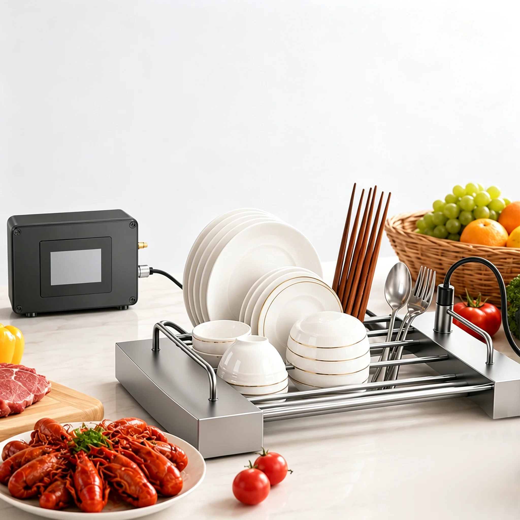 The New Ultrasonic cleaning machine Commercial Sink Fully Automatic Portable Hotel Restaurant Ultrasonic Dishwasher 110V/220V
