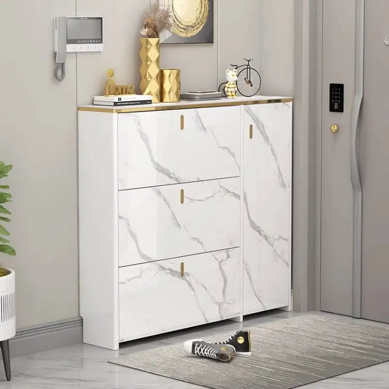 

Strong Design White Shoe Cabinet Drawer Dustproof Living Room Shoe Organizer Storage Narrow Zapatero Vertical Furniture For Home