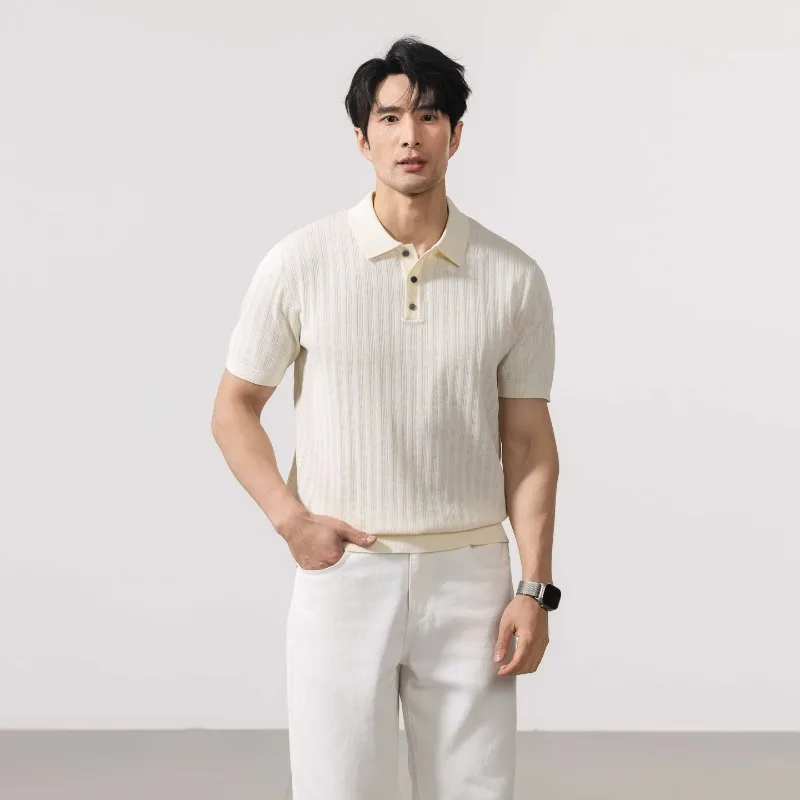New Men's POLO Shirt with An Old Money Style Fashionable Lapel Sweater Light Luxury and High-end Commuter Short-sleeved T-shirt