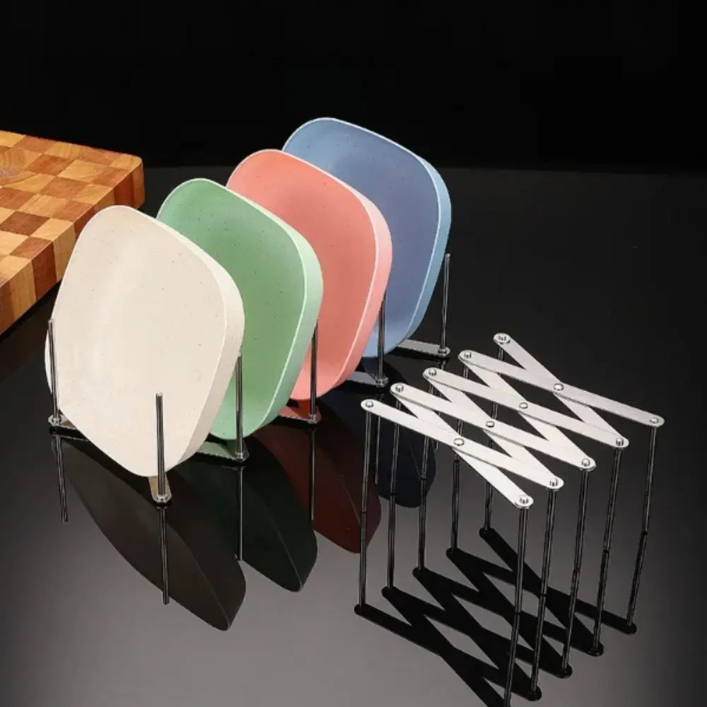 

Stainless Steel Telescopic Rack Foldable Adjustable Folding Storage Rack Telescopic Design Retractable Pot Cover Storage