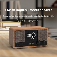 Retro  Speaker Wooden Home FM Radio Clock Alarm  Audio Bluetooth Subwoofer