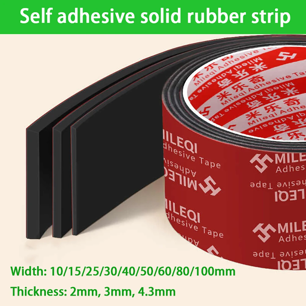 

Thick 2/3/4.3mm Rubber Pad Solid Anti Slip Pad Self-Adhesive Shock Absorber EPDM Insulated Rubber Cushion Pad Sealing Strip