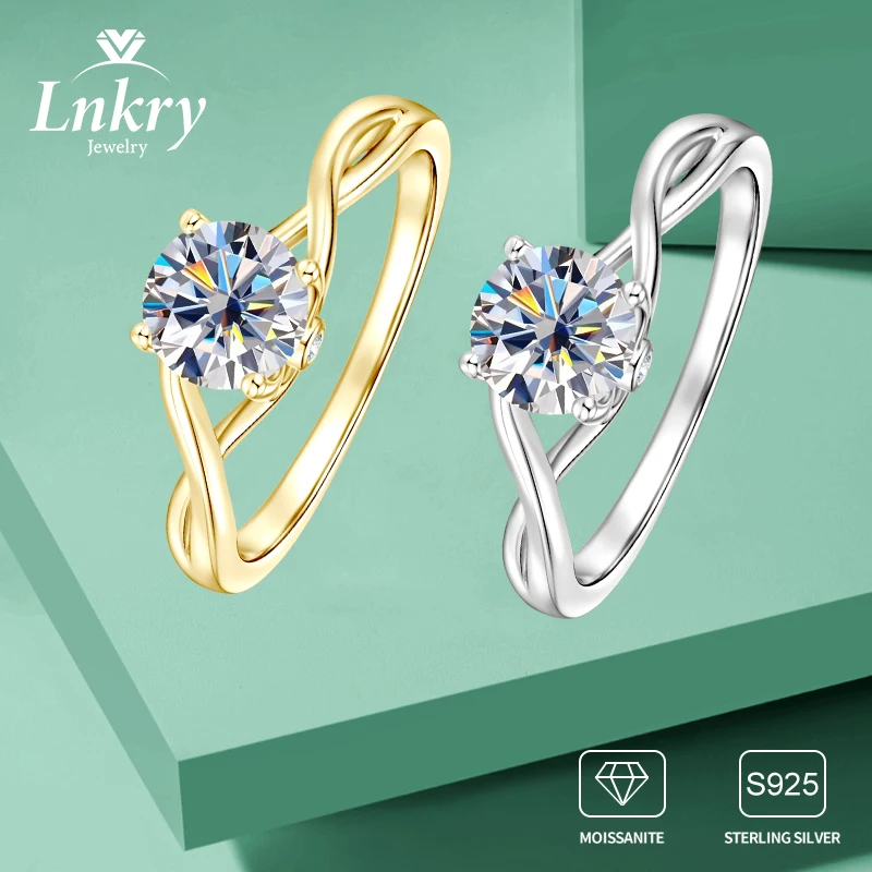 

Lnkry Certified 6.5mm Moissanite Ring Certified Original 925 Sterling Silver Four Prong Engagement Ring For Women Jewelry Gift