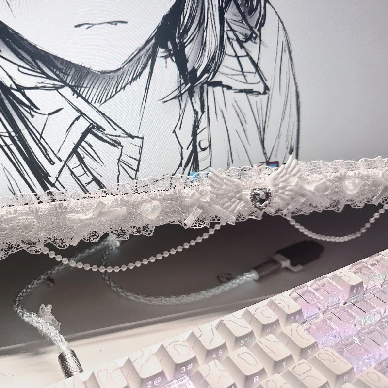 Desk Setup Diy - Handmade White Lace Monitor DecorationPlush Angel