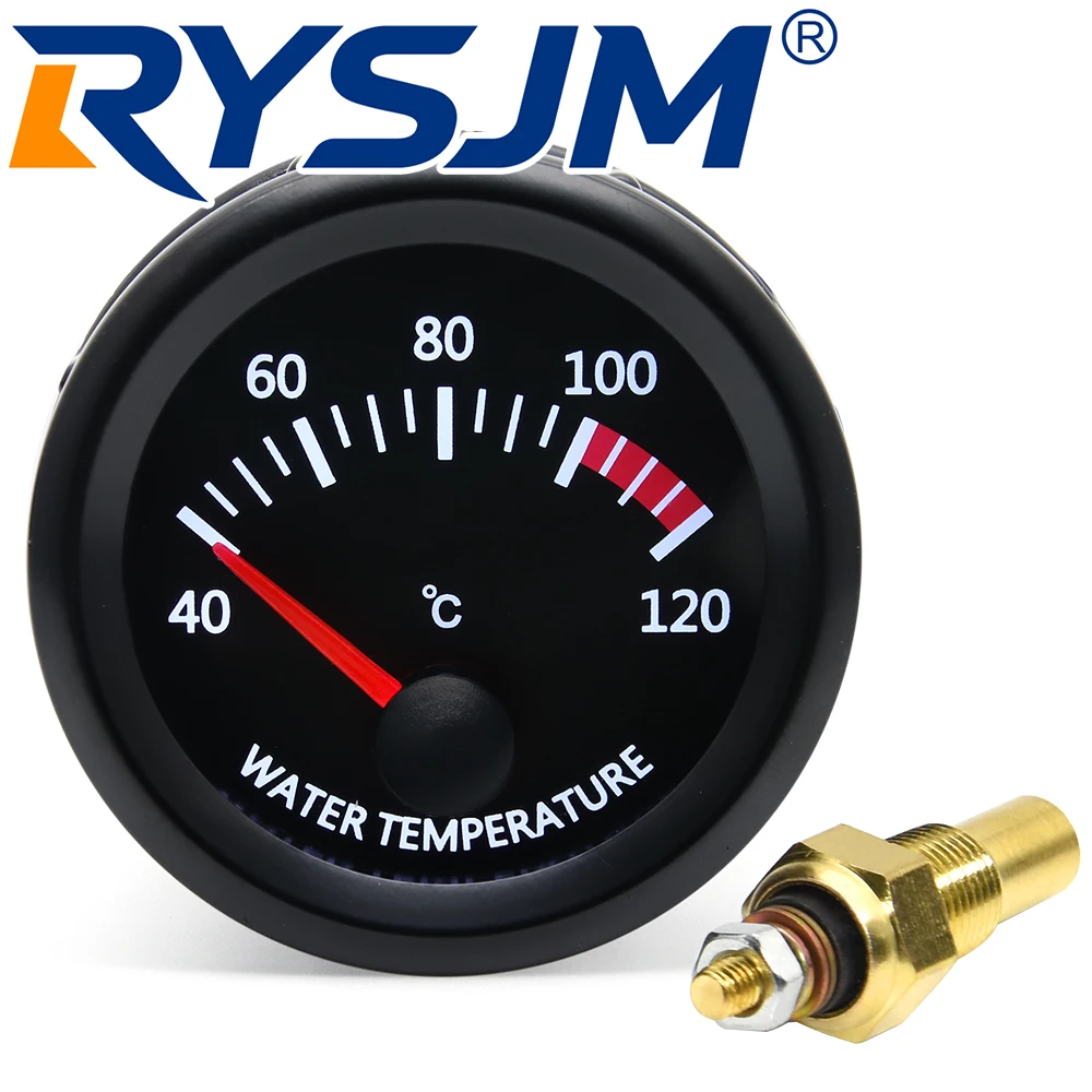 52MM Water Temperature Gauge with Temp Sensor 1/8NPT White LED Light 40-120℃ Water Temp Meter Indicator for Petrol Car 12V DC