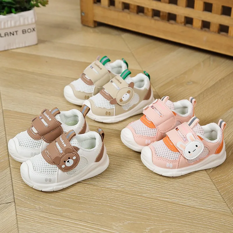 

Baby Walking Shoes Mesh Breathable Cute Animal Boys Girls Sneakers Non-slip 2025 New Fashion Toddler Kids Sports Shoes Hook&loop