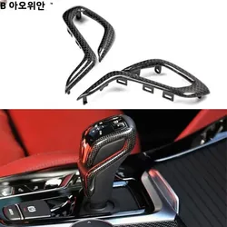 실제 탄소 섬유 자동차 인테리어 시프트 기어 손잡이 커버 트림 장식, BMW M5 F90 M8 F91 X3M X4M X5M F95 2019-2023 액세서리