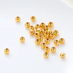 14K/18K Real Gold Plated Brass 2/2.5/3/4/5/6mm Ball Spacer Loose Beads for Jewelry Making Beads Accessories Findings Wholesale