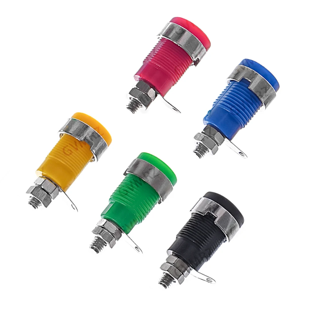 5PCS 4MM Multimeter Instrument Socket Green Black Red 4MM Binding Post Banana Socket Panel Mount Test Probe Connector